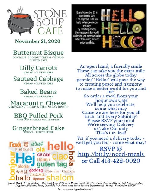 Stone Soup Weekly Saturday Meal