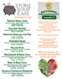 Stone Soup Saturday Lunch Menu