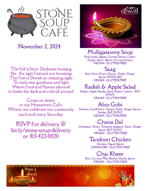 Stone Soup Saturday Lunch Menu