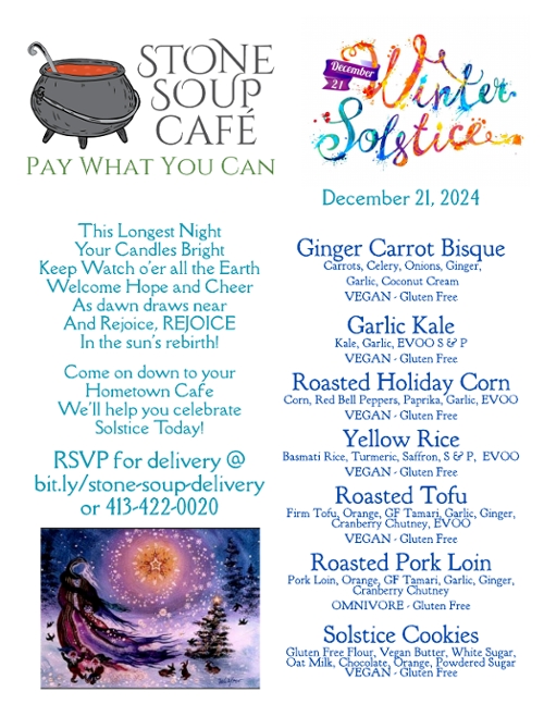 Stone Soup Café Pay-What-You-Can Saturday Menu