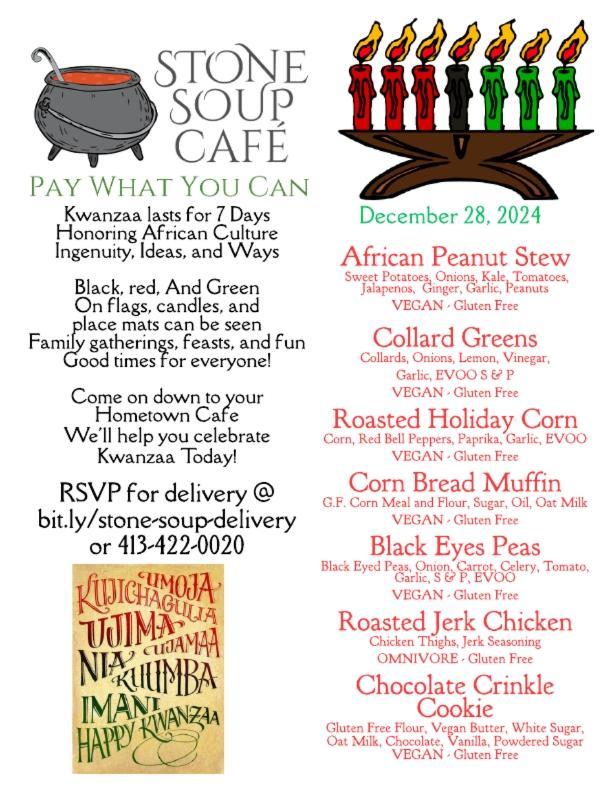 Stone Soup Café Pay-What-You-Can Saturday Menu
